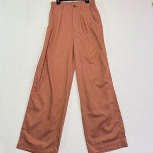 Madewell Wide Leg Pleated Pants Womens Size 0 Fair Trade Factory‎ N613 Clay